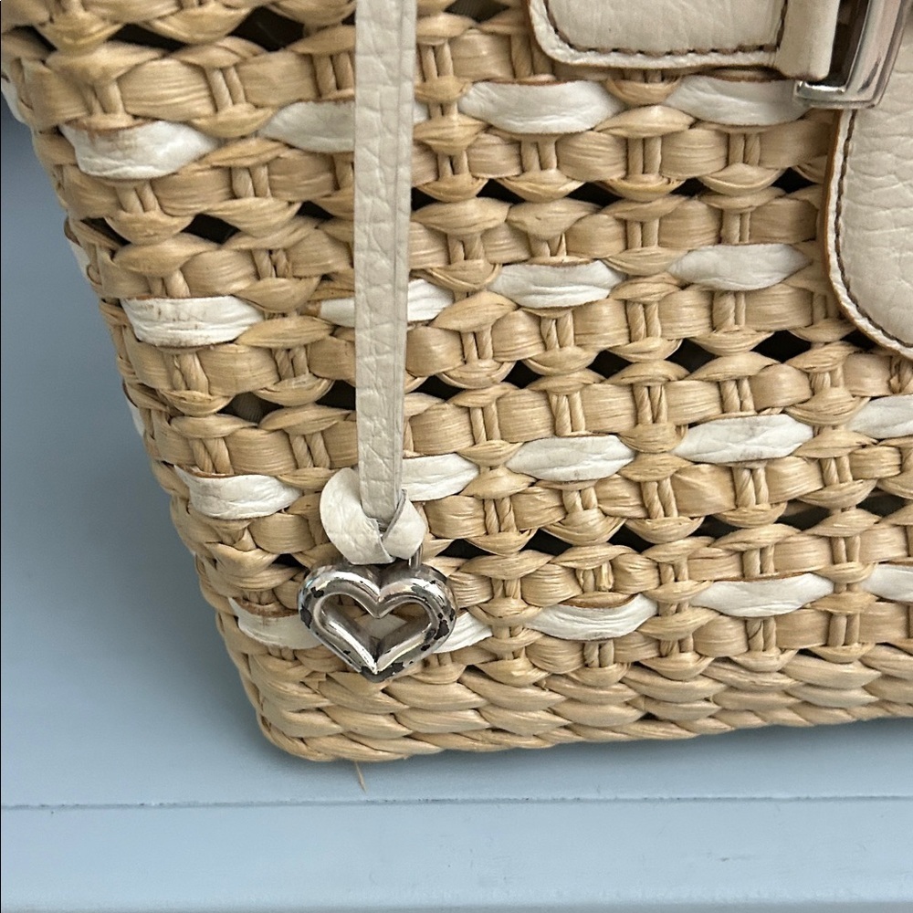 Brighton Cream and Tan Woven Tote - Picture 8 of 16
